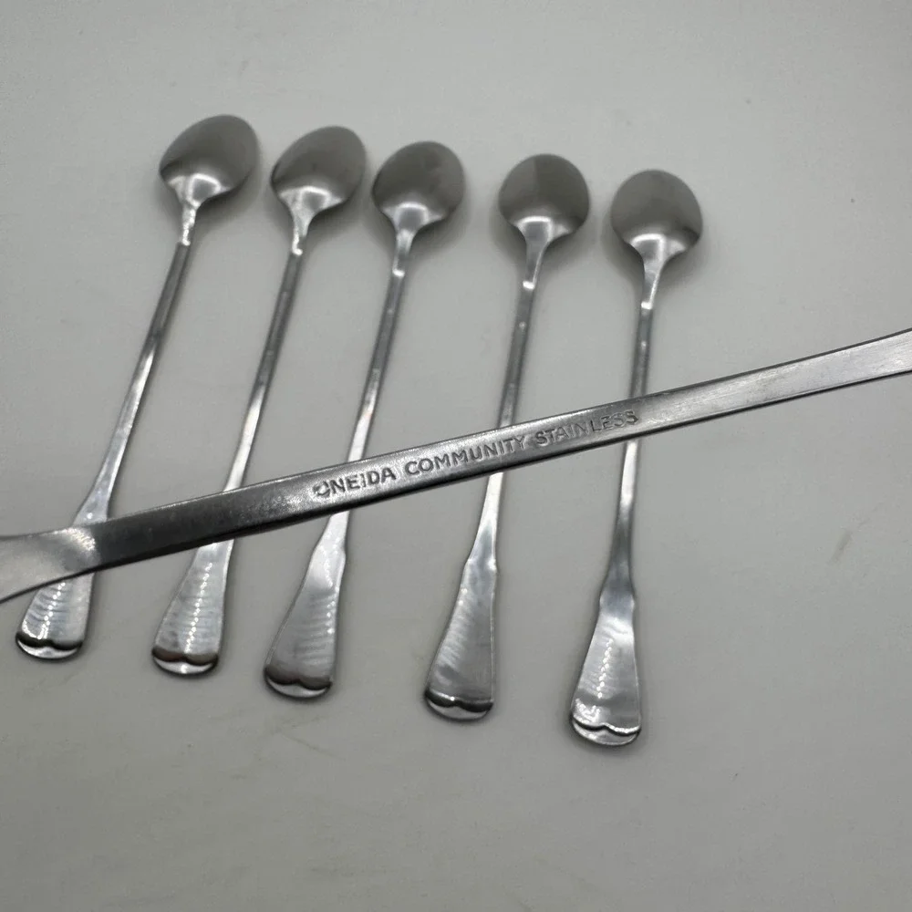 Oneida Community Stainless Patrick Henry Iced Tea Spoons Set of 6 Long Handle